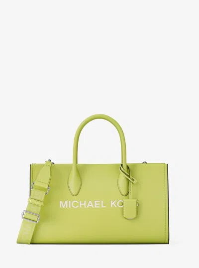 Michael Kors Mirella Medium Pebbled Leather Satchel In Green