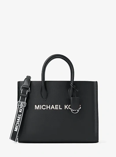 Michael Kors Mirella Medium Pebbled Leather Tote Bag In Black