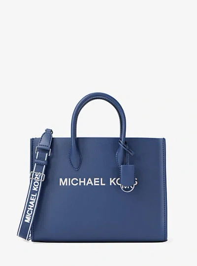 Michael Kors Mirella Medium Pebbled Leather Tote Bag In Blue