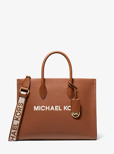 Michael Kors Mirella Medium Pebbled Leather Tote Bag In Brown