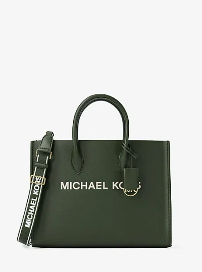 Michael Kors Mirella Medium Pebbled Leather Tote Bag In Green