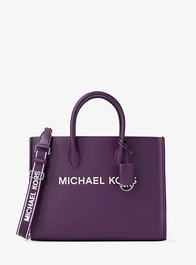 Michael Kors Mirella Medium Pebbled Leather Tote Bag In Purple