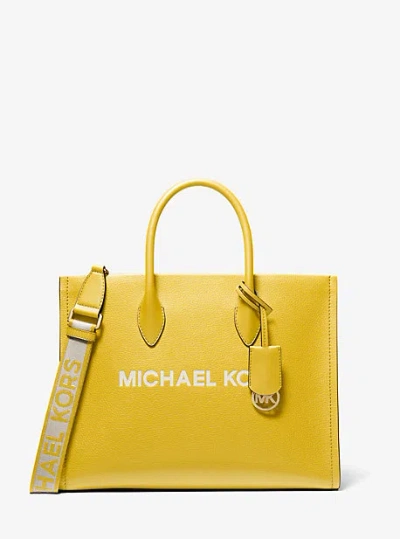 Michael Kors Mirella Medium Pebbled Leather Tote Bag In Yellow