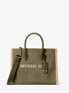 Michael Kors Mirella Medium Suede And Faux Shearling Tote Bag In Green