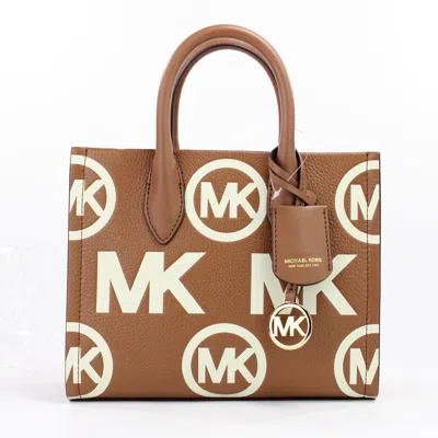 Michael Kors Mirella Small Luggage Embossed Leather Shopper Crossbody Tote Women's Bag In Multi