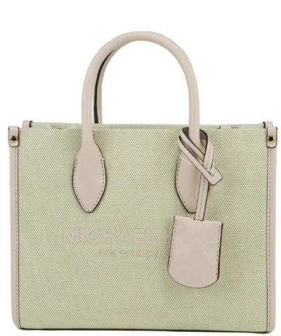 Michael Kors Mirella Small Powder Blush Canvas Shopper Crossbody Handbag Purse In Burgundy
