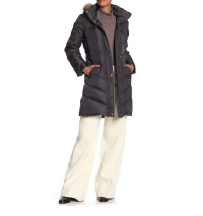 Michael Kors Missy 3/4 Down Faux Fur Hooded Quilted Jacket In Gray In Grey