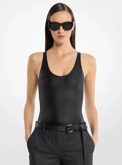 Michael Kors Mixed-media Bodysuit In Black
