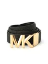 Michael Kors Mk Buckle Reversible Monogram Belt In Black