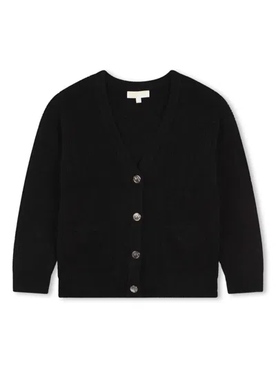 Michael Kors Kids' Mk-buttons Ribbed Cardigan In Black