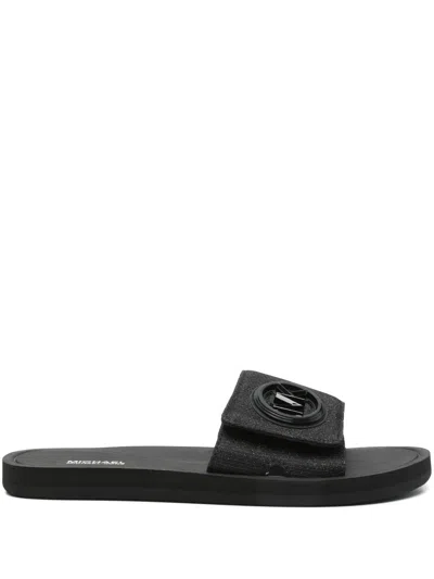 Michael Kors Mk-charm Slippers In Black