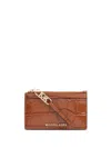 Michael Kors Mk Empire Small Zipped Card Case In Brown