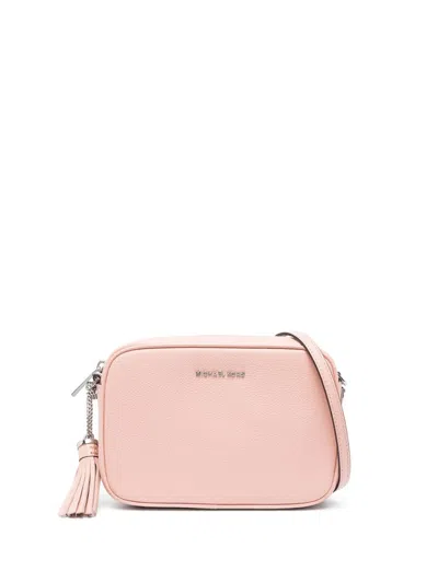 Michael Kors Mk Ginny Leather Crossbody Bag In Pink & Purple