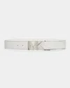 Michael Kors Mk Logo Reversible Black Leather Belt In White
