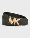Michael Kors Mk Logo Reversible Black Leather Belt In Brown