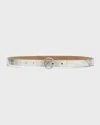 Michael Kors Mk Monogram & Croc-embossed 2 For 1 Belts In Silver