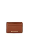 Michael Kors Mk Portacarte In Pelle Martellata In Brown