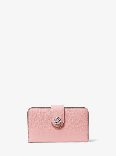 Michael Kors Mk Pop Charm Medium Pebbled Leather Wallet In Multi