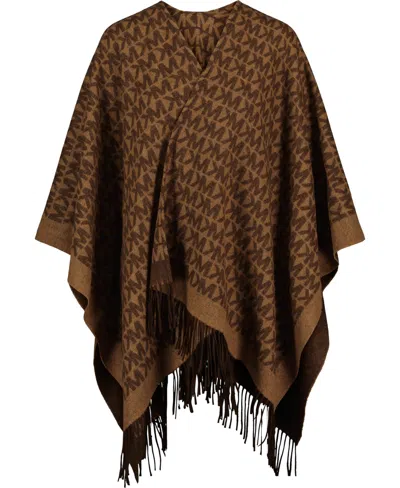 Michael Kors Mk Repeat Ruana In Brown