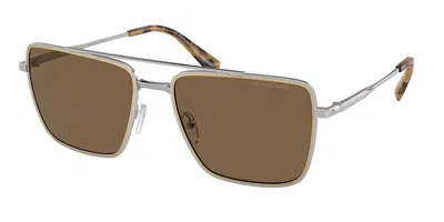 Michael Kors Mk1154 Blue Ridge 189373 Men's Sunglasses Silver Size 58 In Brown