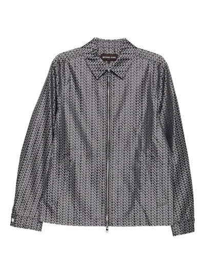 Michael Kors Mk2000 Jacquard-logo Jacket In Black
