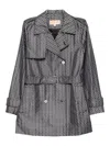 Michael Kors Mk2000 Jacquard-logo Trench Coat In Black