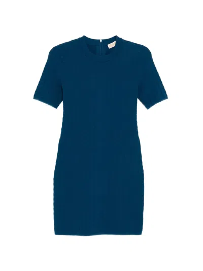 Michael Kors Mk2000 Logo-embossed Mini Dress In Blue