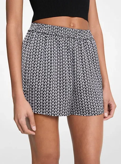 Michael Kors Mk2000 Logo Satin Shorts In Blue