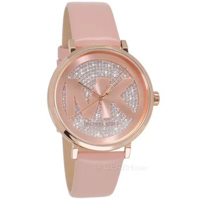 Pre-owned Michael Kors Mk2957 Rose Gold Dial Pink Blush Leather Strap Womens Watch