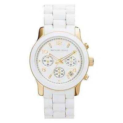 Pre-owned Michael Kors Mk5145 Women's Two Tone Stainless Steel White Dial Watch