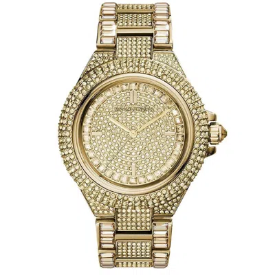 Pre-owned Michael Kors Mk5720 Camille Gold Pave Dial Stainless Steel Unisex Watch