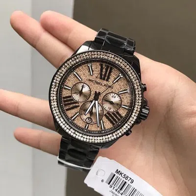 Pre-owned Michael Kors Mk5879 Women's Everest Black Rose Stainless-steel Quartz Watch