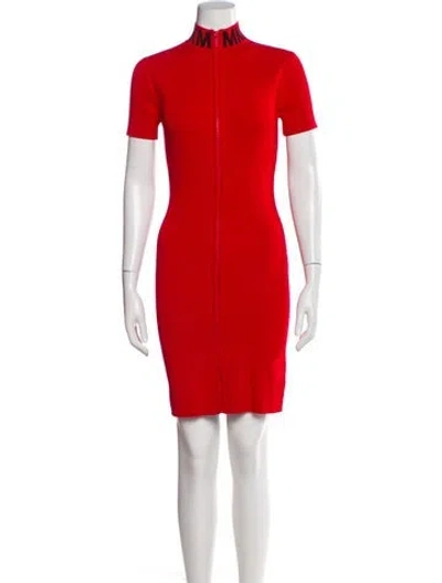 Pre-owned Michael Kors Mock Neck Knee-length Dress In Red
