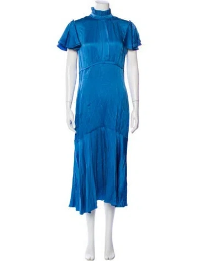 Pre-owned Michael Kors Mock Neck Long Dress W/ Tags In Blue