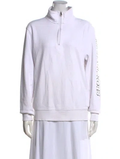 Pre-owned Michael Kors Mock Neck Long Sleeve Sweatshirt In White