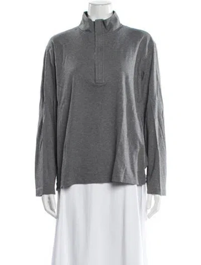 Pre-owned Michael Kors Mock Neck Long Sleeve Top In Gray