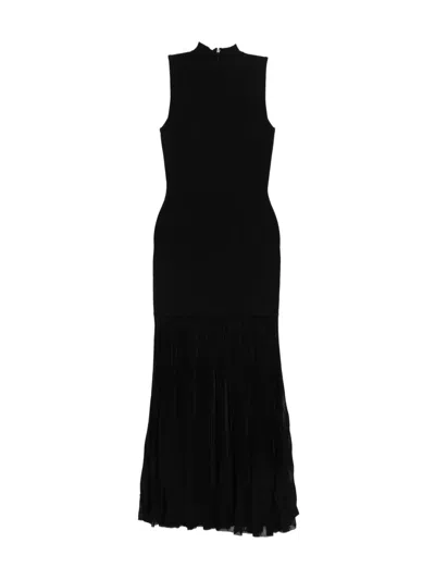 Michael Kors Mock-neck Midi Dress In Black