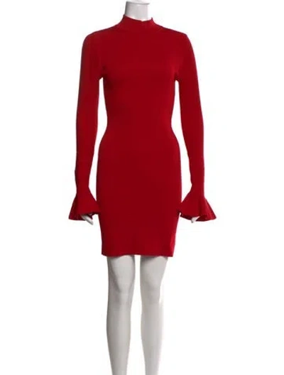 Pre-owned Michael Kors Mock Neck Mini Dress In Red
