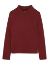Michael Kors Mock-neck Ribbed Top In Red