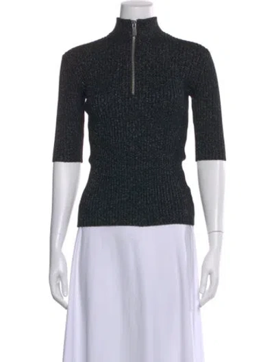 Pre-owned Michael Kors Mock Neck Three-quarter Sleeve Top In Gray