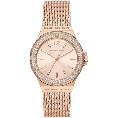 Michael Kors Women's Lennox Three-hand Rose Gold-tone Stainless Steel ...