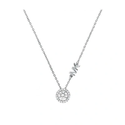 Michael Kors Women's Sterling Silver & Cubic Zirconia Round Halo Pendant Necklace