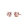 Michael Kors 14k Rose Gold-plated Sterling Silver Crystal Heart Halo Drop Earrings
