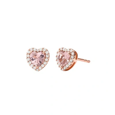 Michael Kors 14k Rose Gold-plated Sterling Silver Crystal Heart Halo Drop Earrings
