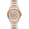 Michael Kors Women's Runway Quartz Three-hand Clear Castor Oil And Rose Gold-tone Stainless Steel Watch 38mm