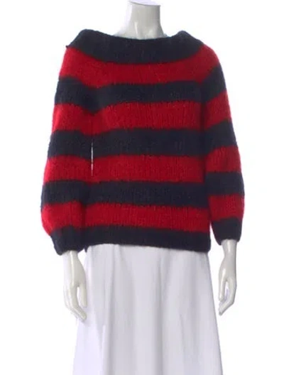 Pre-owned Michael Kors Mohair Striped Sweater In Red