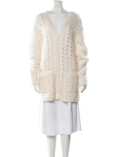 Pre-owned Michael Kors Mohair V-neck Sweater In Neutral