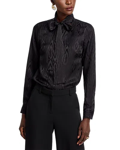 Michael Kors Moire Jacquard Bow Blouse In Black
