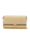 Michael Kors Mona Large Metallic Clutch Bag In Nude
