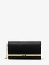 Michael Kors Mona Large Saffiano Leather Clutch In Black